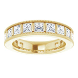 14K Gold Square Natural Diamond Milgrain Edge Anniversary Band – 1–2 3/8 CTW - Yellow Gold - view 3