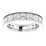 14K Gold Square Natural Diamond Milgrain Edge Anniversary Band – 1–2 3/8 CTW - White Gold - view 3