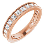14K Gold Square Natural Diamond Milgrain Edge Anniversary Band – 1–2 3/8 CTW - Rose Gold