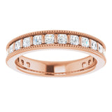 14K Gold Asscher Natural Diamond Milgrain Edge Anniversary Band – 1 CTW - Rose Gold - view 3