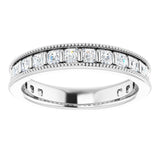 Platinum Asscher Natural Diamond Milgrain Edge Anniversary Band – 1 CTW - view 3