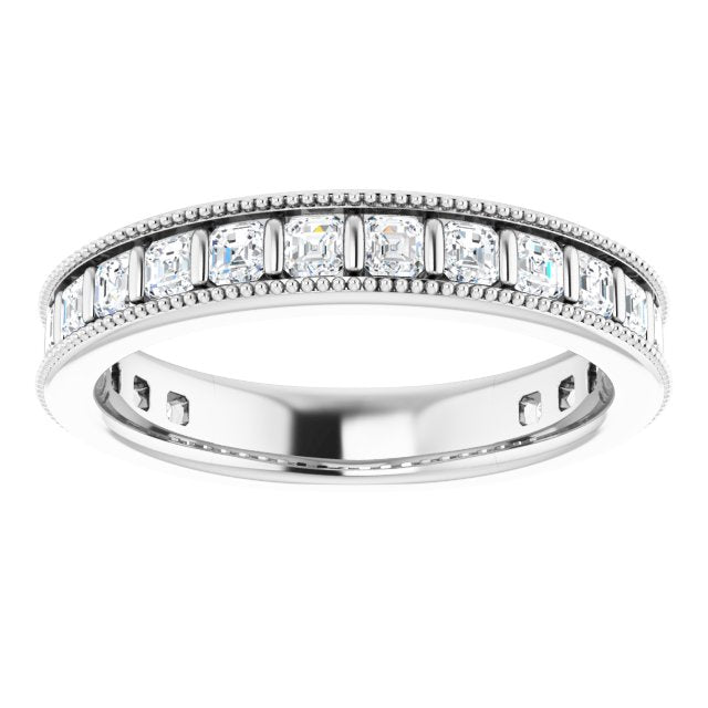 Platinum Asscher Natural Diamond Milgrain Edge Anniversary Band – 1 CTW - view 3