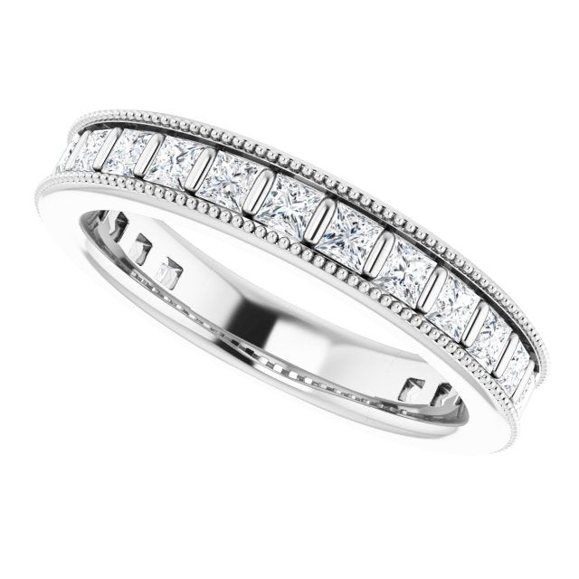 Platinum Square Natural Diamond Milgrain Edge Anniversary Band – 1–2 3/8 CTW - view 5