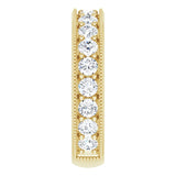 14K Gold Round Natural Diamond Milgrain Edge Anniversary Band – 1/2–1 5/8 CTW - Yellow Gold - view 4