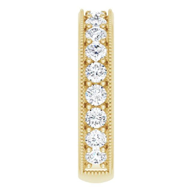 14K Gold Round Natural Diamond Milgrain Edge Anniversary Band – 1/2–1 5/8 CTW - Yellow Gold - view 4
