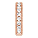 14K Gold Round Natural Diamond Milgrain Edge Anniversary Band – 1/2–1 5/8 CTW - Rose Gold - view 4