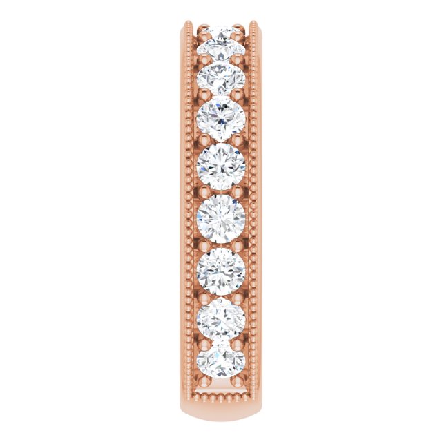 14K Gold Round Natural Diamond Milgrain Edge Anniversary Band – 1/2–1 5/8 CTW - Rose Gold - view 4