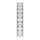 14K Gold Round Natural Diamond Milgrain Edge Anniversary Band – 1/2–1 5/8 CTW - White Gold - view 4