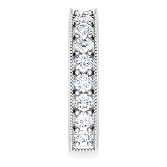 14K Gold Round Natural Diamond Milgrain Edge Anniversary Band – 1/2–1 5/8 CTW - White Gold - view 4