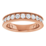 14K Gold Round Natural Diamond Milgrain Edge Anniversary Band – 1/2–1 5/8 CTW - Rose Gold - view 3
