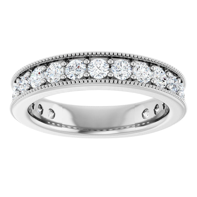 Platinum Round Natural Diamond Milgrain Edge Anniversary Band – 1/2–1 5/8 CTW - view 3