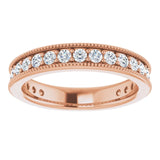 14K Gold Round Natural Diamond Milgrain Edge Anniversary Band – 1/2–1 5/8 CTW - Rose Gold - view 3