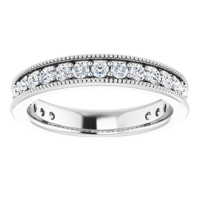 Platinum Round Natural Diamond Milgrain Edge Anniversary Band – 1/2–1 5/8 CTW - view 3