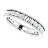 14K Gold Asscher Natural Diamond Milgrain Edge Anniversary Band – 1 CTW - White Gold - view 5