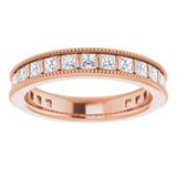 14K Gold Square Natural Diamond Milgrain Edge Anniversary Band – 1–2 3/8 CTW - Rose Gold - view 3