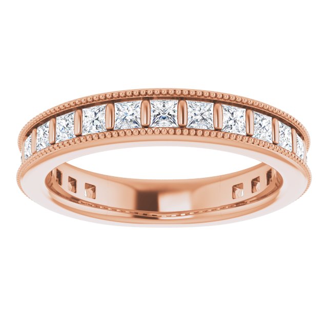 14K Gold Square Natural Diamond Milgrain Edge Anniversary Band – 1–2 3/8 CTW - Rose Gold - view 3