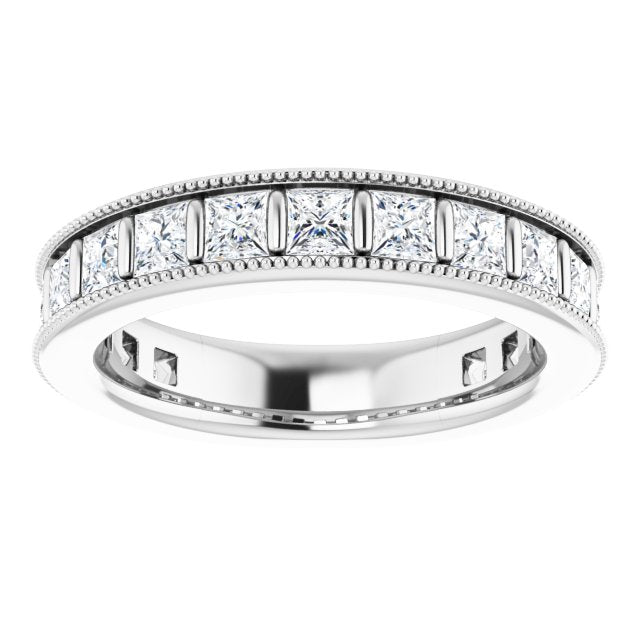Platinum Square Natural Diamond Milgrain Edge Anniversary Band – 1–2 3/8 CTW - view 3