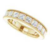 14K Gold Square Natural Diamond Milgrain Edge Anniversary Band – 1–2 3/8 CTW - Yellow Gold - view 5
