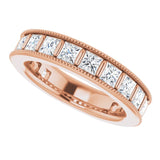 14K Gold Square Natural Diamond Milgrain Edge Anniversary Band – 1–2 3/8 CTW - Rose Gold - view 5