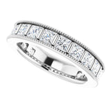 Platinum Square Natural Diamond Milgrain Edge Anniversary Band – 1–2 3/8 CTW - view 5