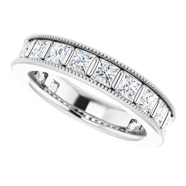Platinum Square Natural Diamond Milgrain Edge Anniversary Band – 1–2 3/8 CTW - view 5