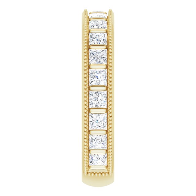 14K Gold Square Natural Diamond Milgrain Edge Anniversary Band – 1–2 3/8 CTW - Yellow Gold - view 4
