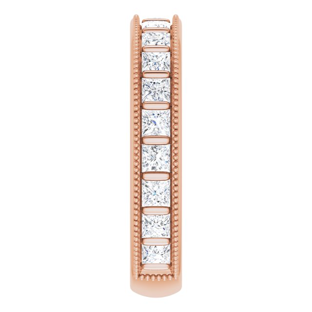 14K Gold Square Natural Diamond Milgrain Edge Anniversary Band – 1–2 3/8 CTW - Rose Gold - view 4