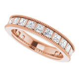 14K Gold Square Natural Diamond Milgrain Edge Anniversary Band – 1–2 3/8 CTW - Rose Gold - view 5