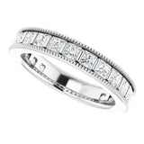Platinum Square Natural Diamond Milgrain Edge Anniversary Band – 1–2 3/8 CTW - view 5
