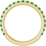 14K Gold Round Lab-Grown Emerald French-Set Anniversary Band - Yellow Gold - view 2