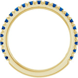 14K Gold Round Natural Blue Sapphire French-Set Anniversary Band - Yellow Gold - view 2
