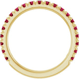 14K Gold Round Natural Ruby French-Set Anniversary Band - Yellow Gold - view 2