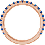 14K Gold Round Natural Blue Sapphire French-Set Anniversary Band - Rose Gold - view 2