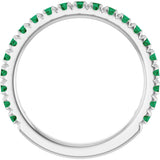 Platinum Round Lab-Grown Emerald French-Set Anniversary Band - view 2