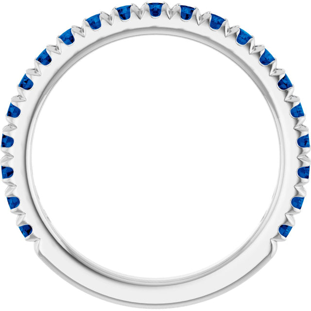 Platinum Round Natural Blue Sapphire French-Set Anniversary Band - view 2