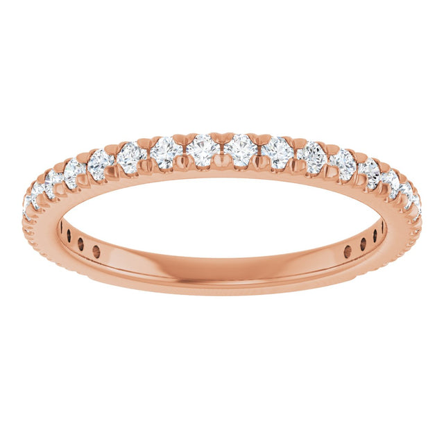 14K Gold Round Lab-Grown Diamond French-Set Anniversary Band – 1/3–1 CTW - Rose Gold - view 3