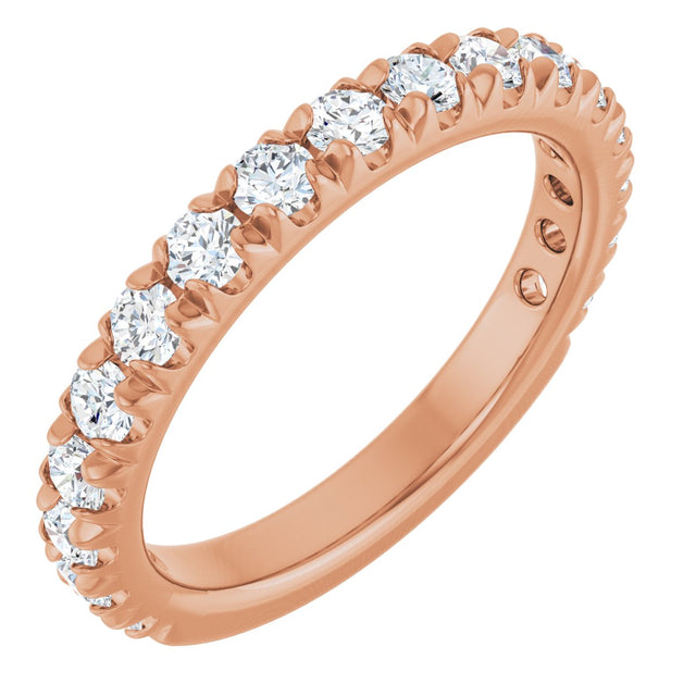 14K Gold Round Lab-Grown Diamond French-Set Anniversary Band – 1/3–1 CTW - Rose Gold