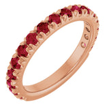 14K Gold Round Lab-Grown Ruby French-Set Anniversary Band - Rose Gold