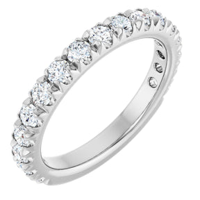 Platinum Round Natural Diamond French-Set Anniversary Band – 1/3–1 CTW