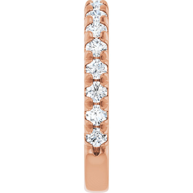 14K Gold Round Lab-Grown Diamond French-Set Anniversary Band – 1/3–1 CTW - Rose Gold - view 4