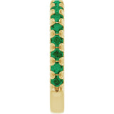 14K Gold Round Natural Emerald French-Set Anniversary Band - Yellow Gold - view 4