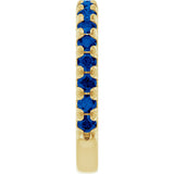 14K Gold Round Natural Blue Sapphire French-Set Anniversary Band - Yellow Gold - view 4