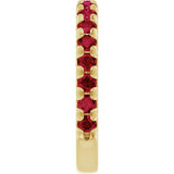 14K Gold Round Natural Ruby French-Set Anniversary Band - Yellow Gold - view 4