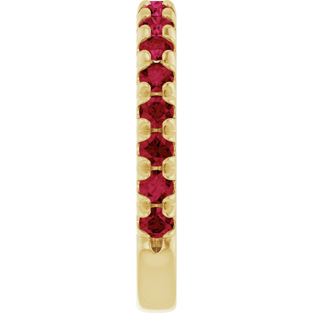 14K Gold Round Natural Ruby French-Set Anniversary Band - Yellow Gold - view 4