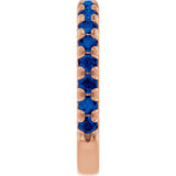 14K Gold Round Natural Blue Sapphire French-Set Anniversary Band - Rose Gold - view 4