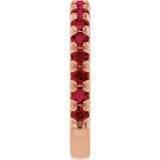 14K Gold Round Natural Ruby French-Set Anniversary Band - Rose Gold - view 4
