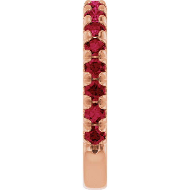14K Gold Round Natural Ruby French-Set Anniversary Band - Rose Gold - view 4