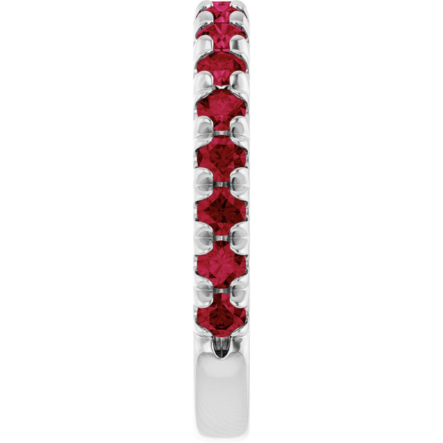 Platinum Round Lab-Grown Ruby French-Set Anniversary Band - view 4