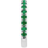 Platinum Round Lab-Grown Emerald French-Set Anniversary Band - view 4