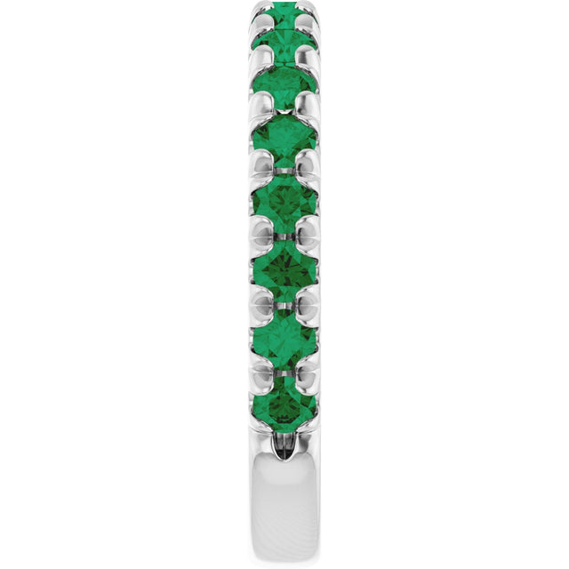 Platinum Round Lab-Grown Emerald French-Set Anniversary Band - view 4